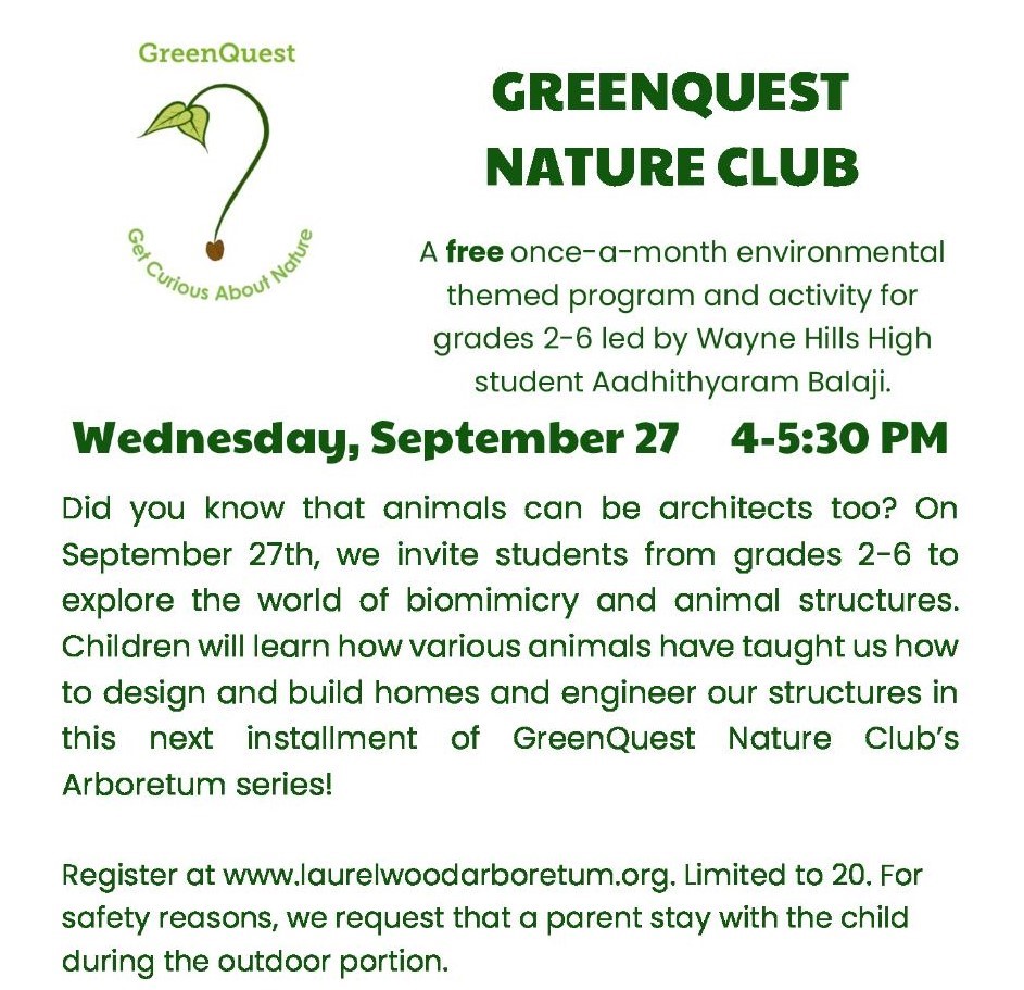 Free GreenQuest Nature Club @ Laurelwood Arboretum